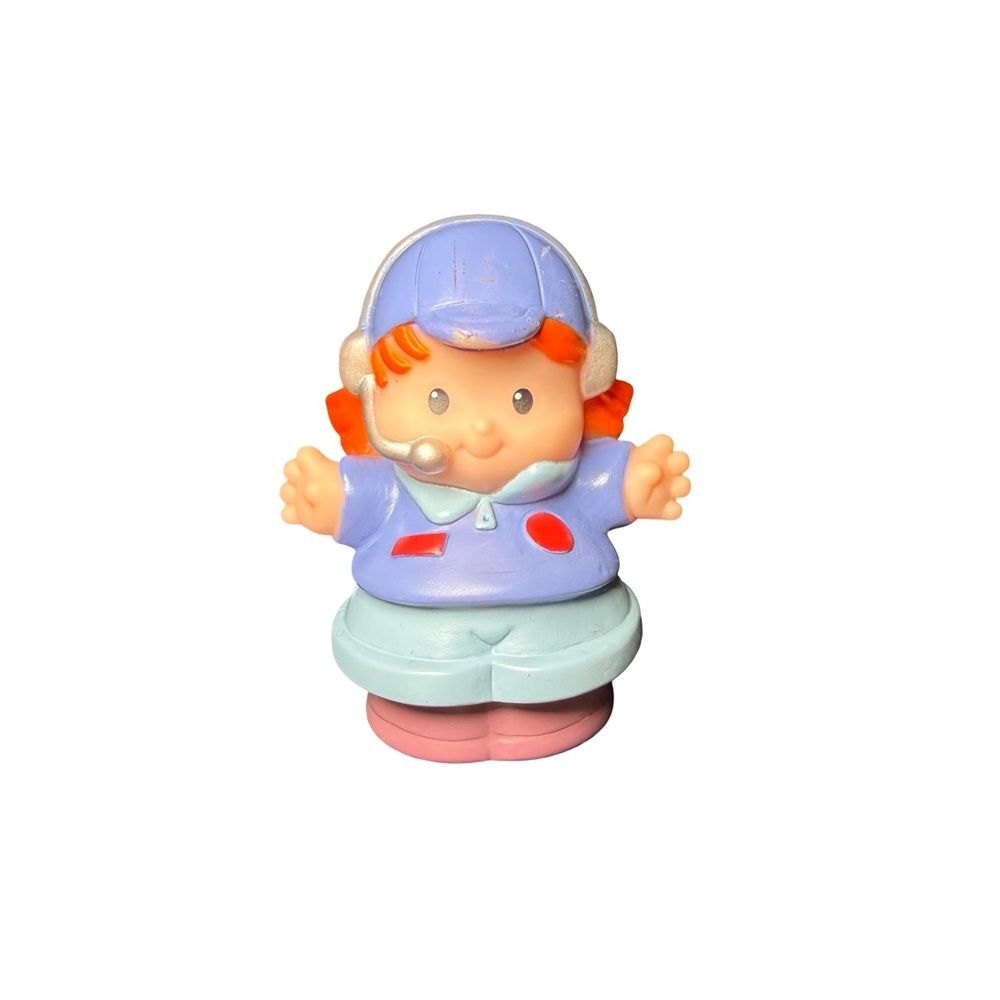 Fisher Price Little People Girl Helicopter Airplane Pilot Red Hair Headset 2005